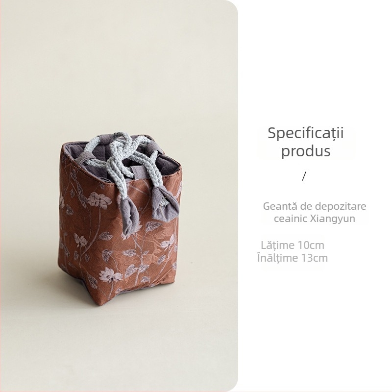 Geantă de depozitare pentru set ceai, ceainic și cești, din material textil, portabilă