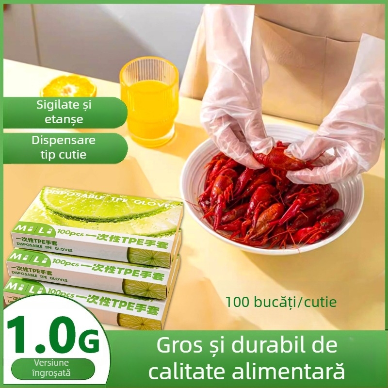 Mănuși de unică folosință din TPE, de calitate alimentară, transparente, îngroșate, rezistente la ulei