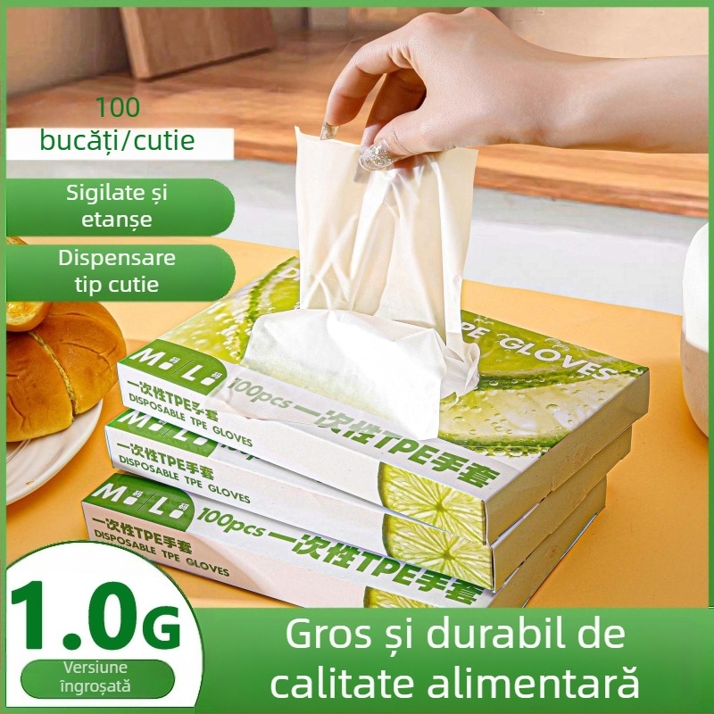 Mănuși de unică folosință din TPE, de calitate alimentară, transparente, îngroșate, rezistente la ulei
