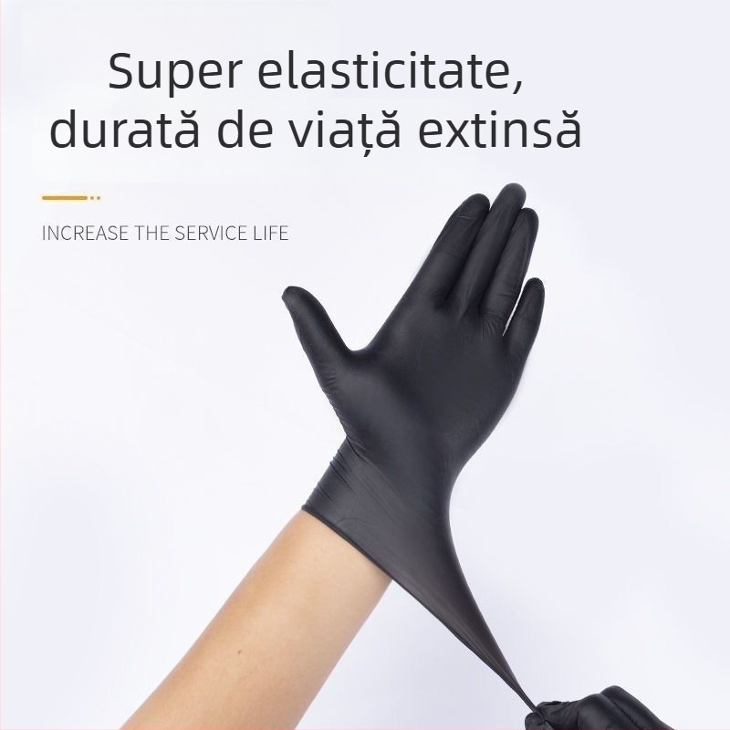 Mănuși negre din nitril, de unică folosință, pentru alimentație, bucătărie profesională, gătit și coacere, protecție împotriva arsurilor, catering