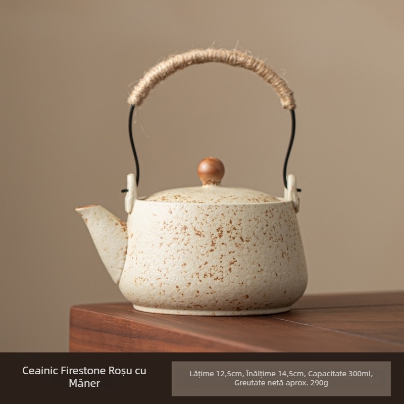 Ceainic ceramic în stil chinezesc Kung Fu, cu mâner, pentru uz casnic, set de ceai retro cu filtru, un vas