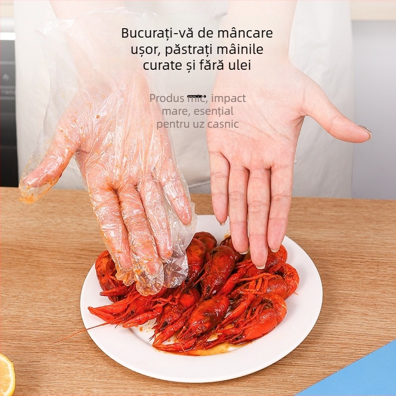Mănuși de unică folosință, îngroșate, cutie cu 200 de bucăți, PE film, pentru catering și îngrijire a mâinilor