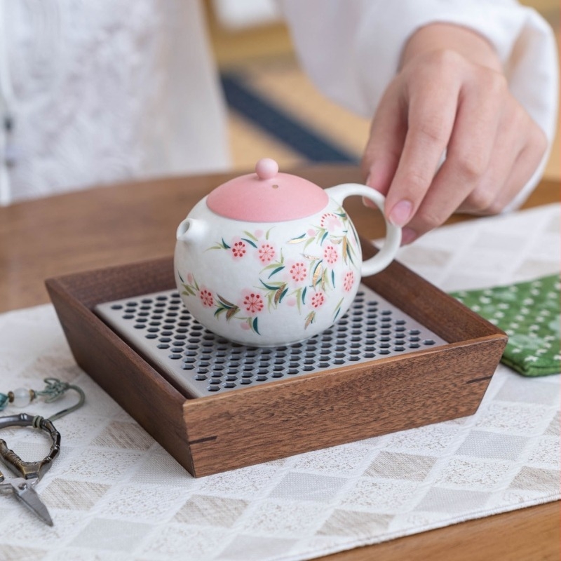 Ceainic Xishi, pictat manual, cu flori de piersic, ceramic, pentru femei – set rafinat pentru prepararea ceaiului, ceremonie Kung Fu