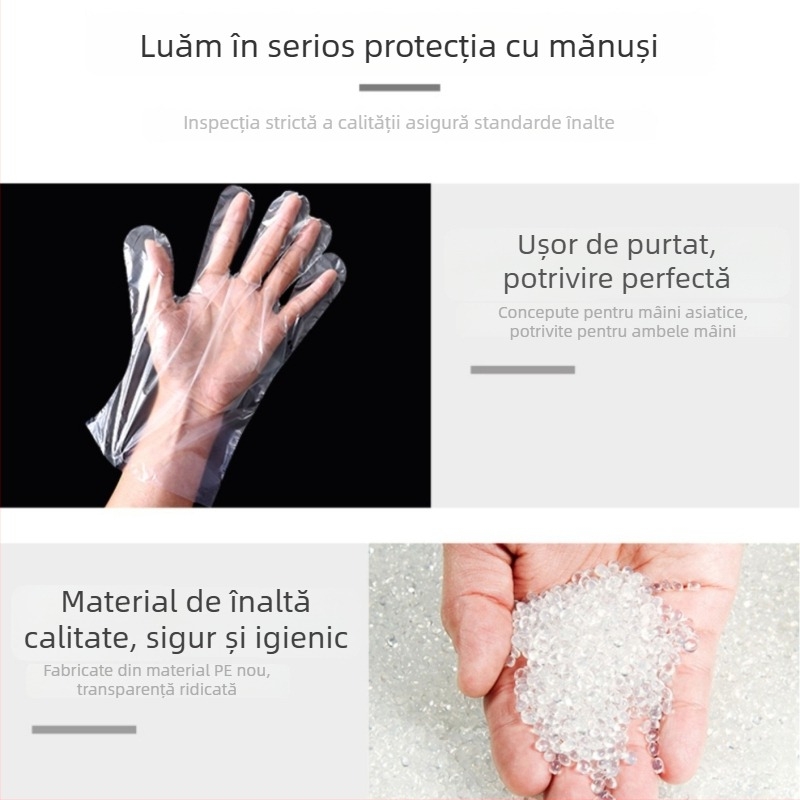 Mănuși de uz casnic, o singură folosință, groase și durabile, 100 buc PE pentru raci, sigure și igienice