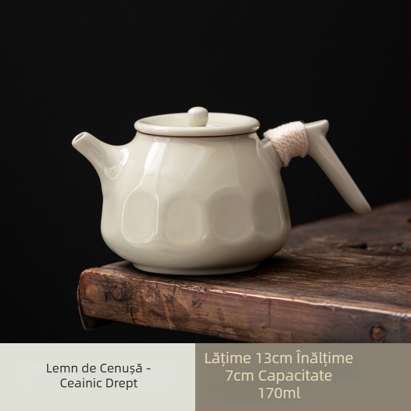 Ceainic ceramic stil chinezesc, cu mâner lateral și filtru – Gongfu pentru uz casnic