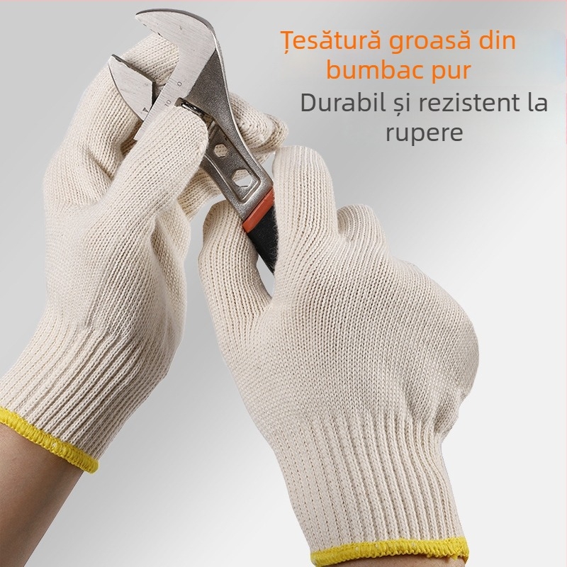 Leap mănuși de protecție pentru muncă, din 100% bumbac, întărite, rezistente la uzură, antialunecare, respirabile, rezistente la temperaturi înalte, izolație termică, antistatice
