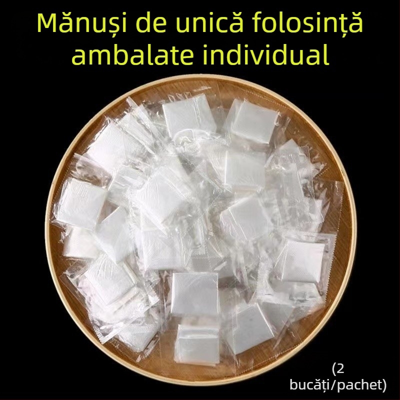 Mănuși de unică folosință, transparente, ambalate individual, din polietilenă mai groase, pentru servire; pentru homar și livrare pizza