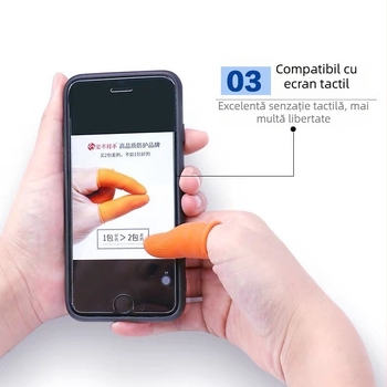 Set de 100 protecții pentru degete portocalii, din latex, de unică folosință, textură antiderapantă, groase și durabile
