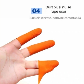 Set de 100 protecții pentru degete portocalii, din latex, de unică folosință, textură antiderapantă, groase și durabile