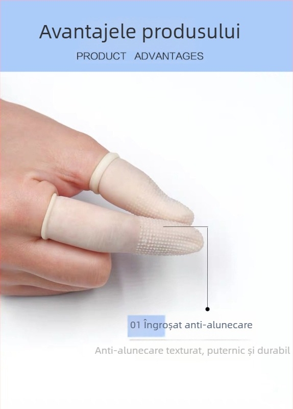 Set de 100 protecții pentru degete portocalii, din latex, de unică folosință, textură antiderapantă, groase și durabile