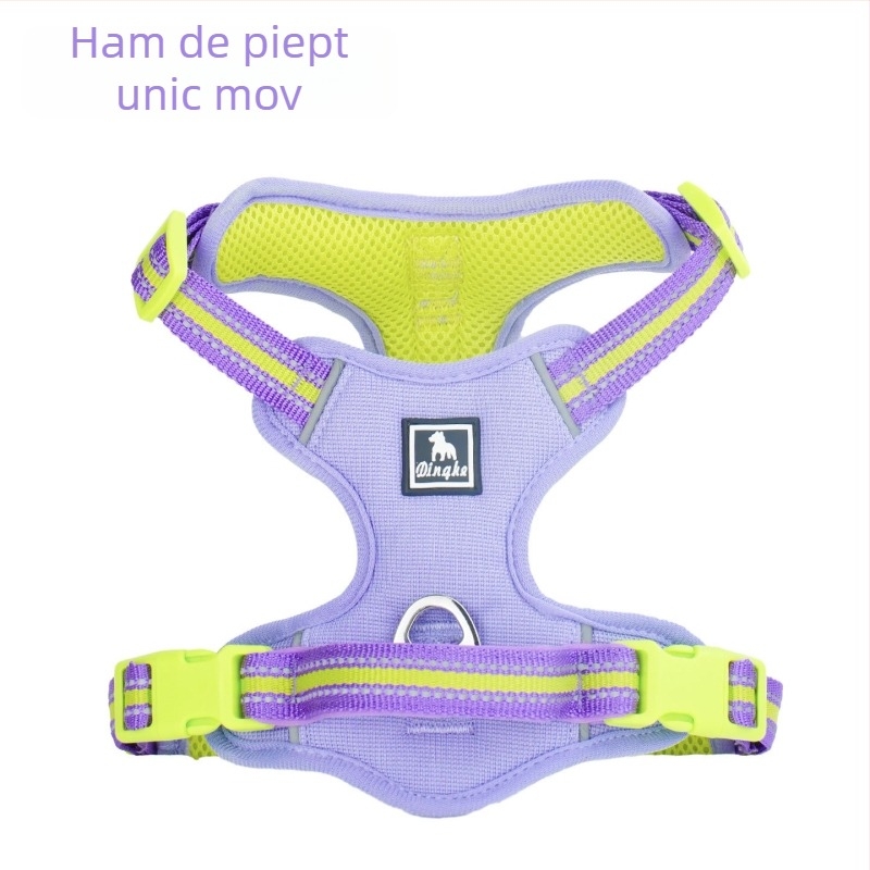 Hamă de plimbare pentru câini cu jucărie detașabilă, ham pentru piept și spate, pentru câini mari, medii și mici (corgi, schnauzer) pentru ieșiri în aer liber
