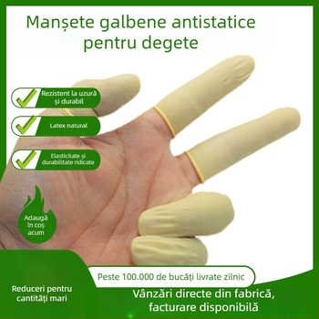 Manșete deget de unică folosință, anti-statice, bej, fără praf, latex, fără halogeni, cauciuc industrial, rezistente la uzură, îngroșate
