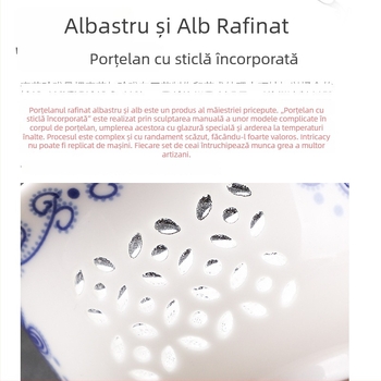 Ceainic Kung Fu din porțelan alb, glazură albastru-alb, compact pentru uz casnic