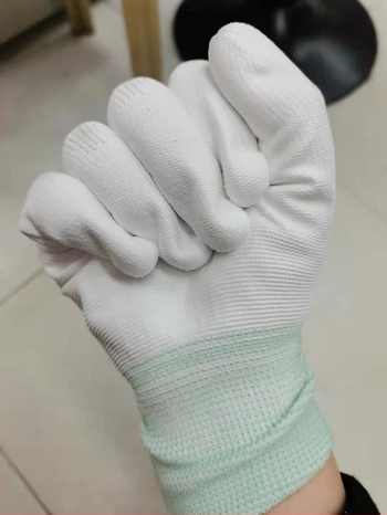 Mănuși albe fără silicon, cu palmă din nailon acoperită cu PU, anti-statice, rezistente la ulei, cu degete separate, pentru exterior, rezistente la abraziune, antiderapante, set de 24 bucăți
