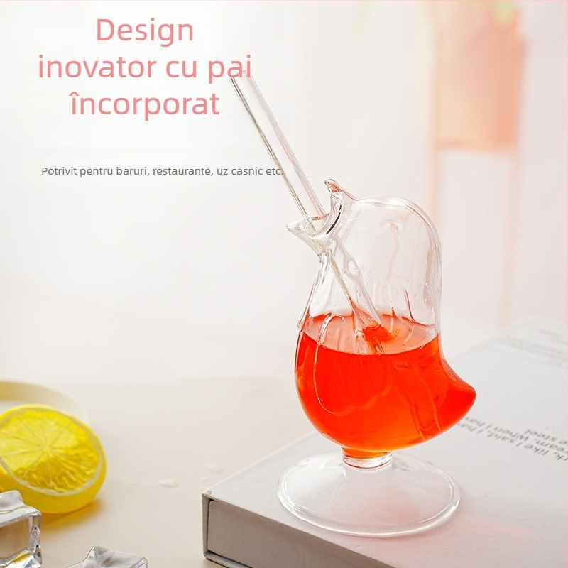 Pahar din cristal, turnat manual, cu design cu pasăre și ursuleț drăguț, potrivit pentru suc și ceai cu lapte, cadou personalizabil pentru femei