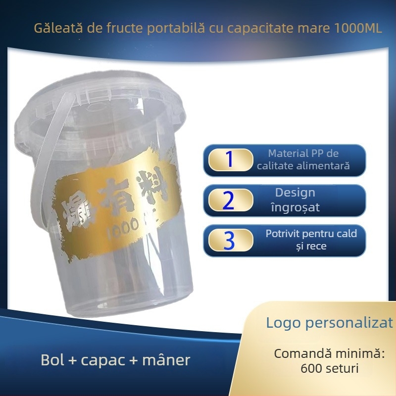 Pahar de unică folosință pentru ceai de fructe, capacitate mare, 1000 ml, fabricat prin injecție