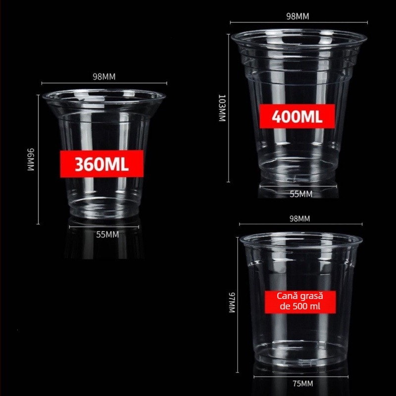 Cupe de plastic, de unică folosință, pentru băuturi: ceai cu lapte, cafea și alte băuturi