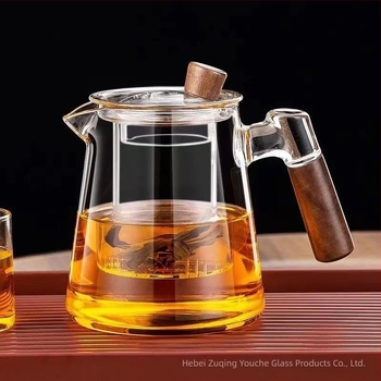 Ceainic din sticlă borosilicat, rezistent la căldură, pentru casă și birou, corp mai gros, sistem de separare a apei pentru infuzie, ceainic și ceașcă