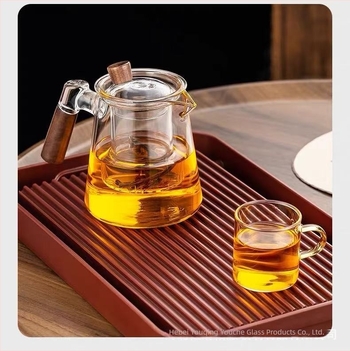 Ceainic din sticlă borosilicat, rezistent la căldură, pentru casă și birou, corp mai gros, sistem de separare a apei pentru infuzie, ceainic și ceașcă