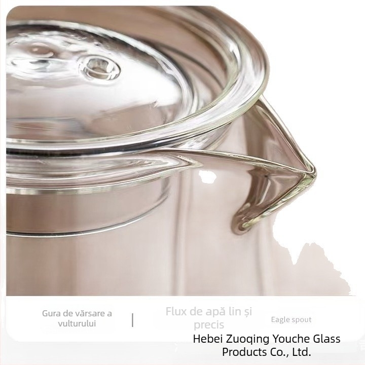 Ceainic din sticlă borosilicat, rezistent la căldură, pentru casă și birou, corp mai gros, sistem de separare a apei pentru infuzie, ceainic și ceașcă