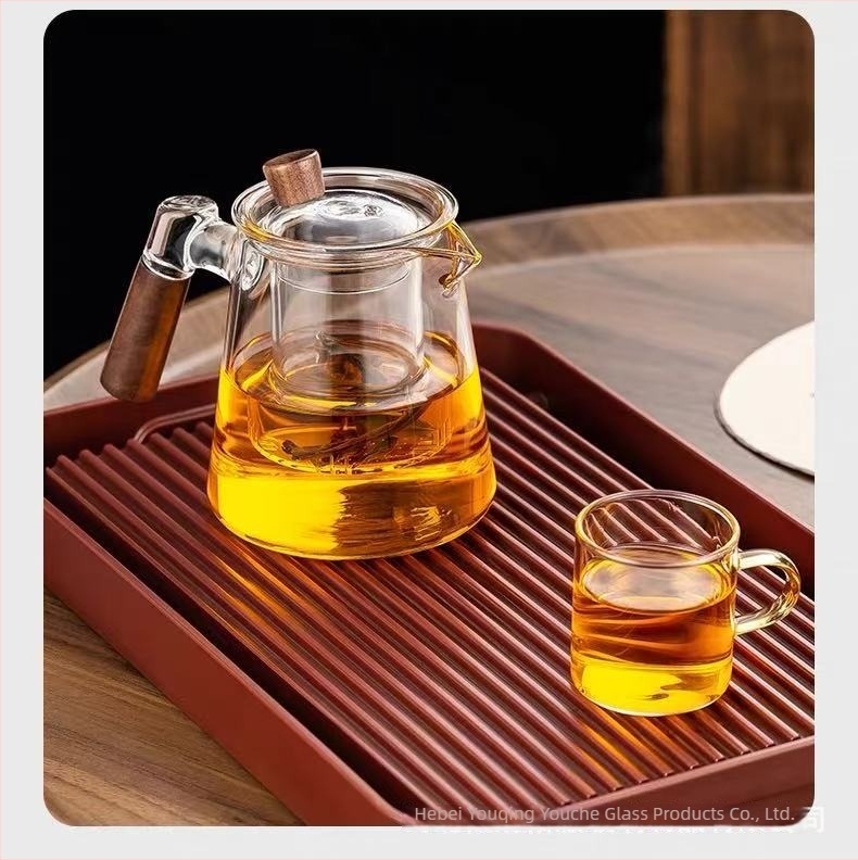 Ceainic din sticlă borosilicat, rezistent la căldură, pentru casă și birou, corp mai gros, sistem de separare a apei pentru infuzie, ceainic și ceașcă