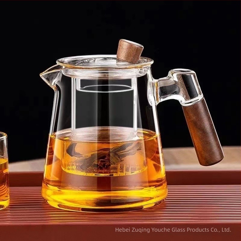 Ceainic din sticlă borosilicat, rezistent la căldură, pentru casă și birou, corp mai gros, sistem de separare a apei pentru infuzie, ceainic și ceașcă