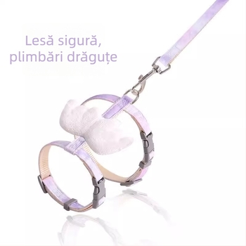 Lesă pentru pisici cu gradient de culoare, anti-încurcare, pentru plimbări în aer liber
