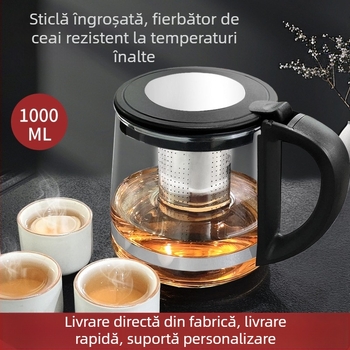 Ceainic din sticlă cu infuzor pentru ceai cu flori, capacitate mare, set ceainic cu filtru