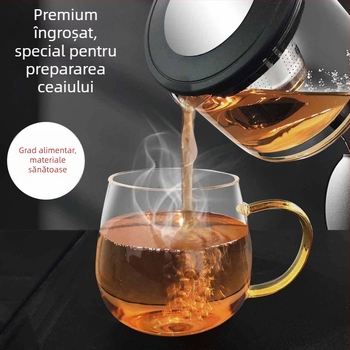 Ceainic din sticlă cu infuzor pentru ceai cu flori, capacitate mare, set ceainic cu filtru