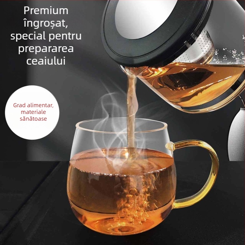 Ceainic din sticlă cu infuzor pentru ceai cu flori, capacitate mare, set ceainic cu filtru