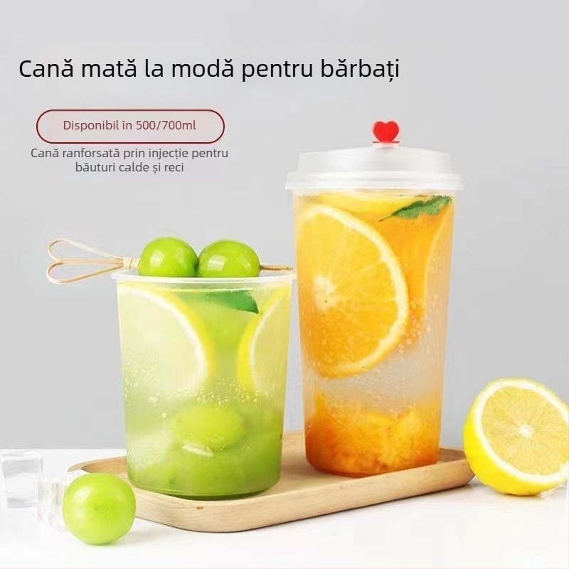 Ceașcă pentru ceai cu lapte, diametru 90 mm, capacitate 500 ml, finisaj mat, etanșabilă, fabricată prin injecție din PP