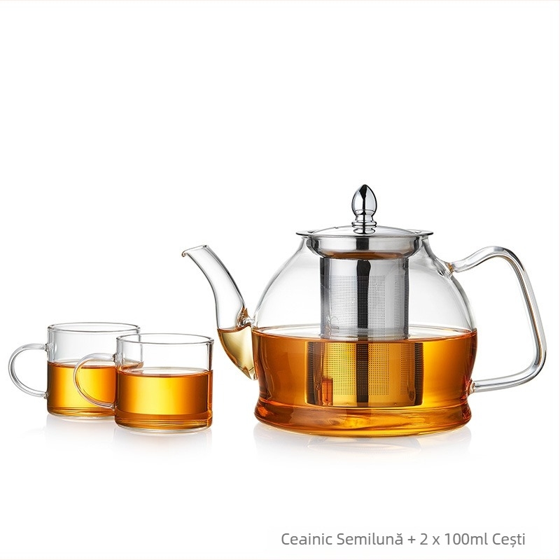 Ceainic de sticlă transparent cu separare ceai-apă, ceainic pentru uz casnic, capacitate mare cu filtru, preparator de ceai