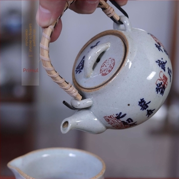 Yizitao Lanting Preface ceainic cu mâner, ceramică brută, stil antic, ceai Gongfu