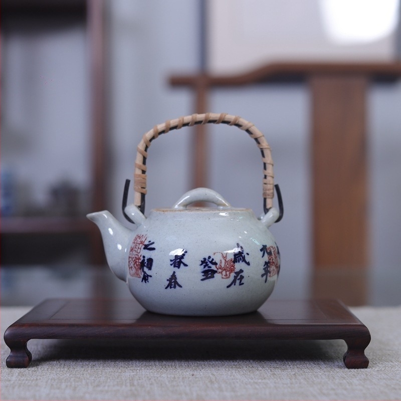 Yizitao Lanting Preface ceainic cu mâner, ceramică brută, stil antic, ceai Gongfu