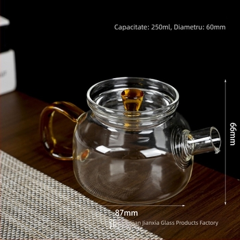 Ceainic din sticlă borosilicat de înaltă rezistență, cu filtru pentru ceai de flori și ceai verde, pentru uz casnic, compatibil cu plita ceramică electrică, compact