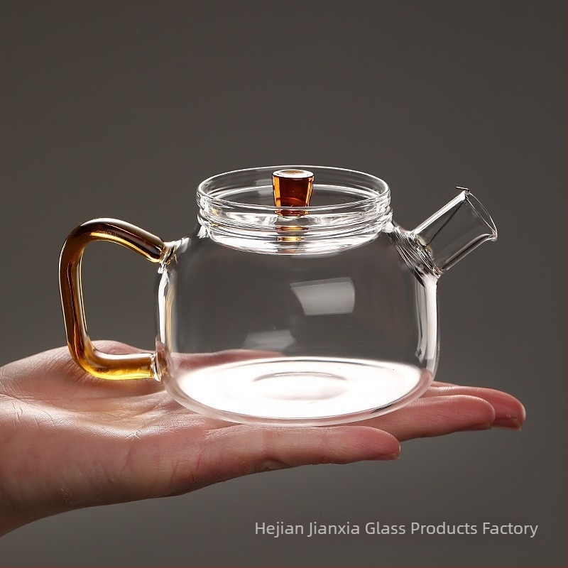 Ceainic din sticlă borosilicat de înaltă rezistență, cu filtru pentru ceai de flori și ceai verde, pentru uz casnic, compatibil cu plita ceramică electrică, compact