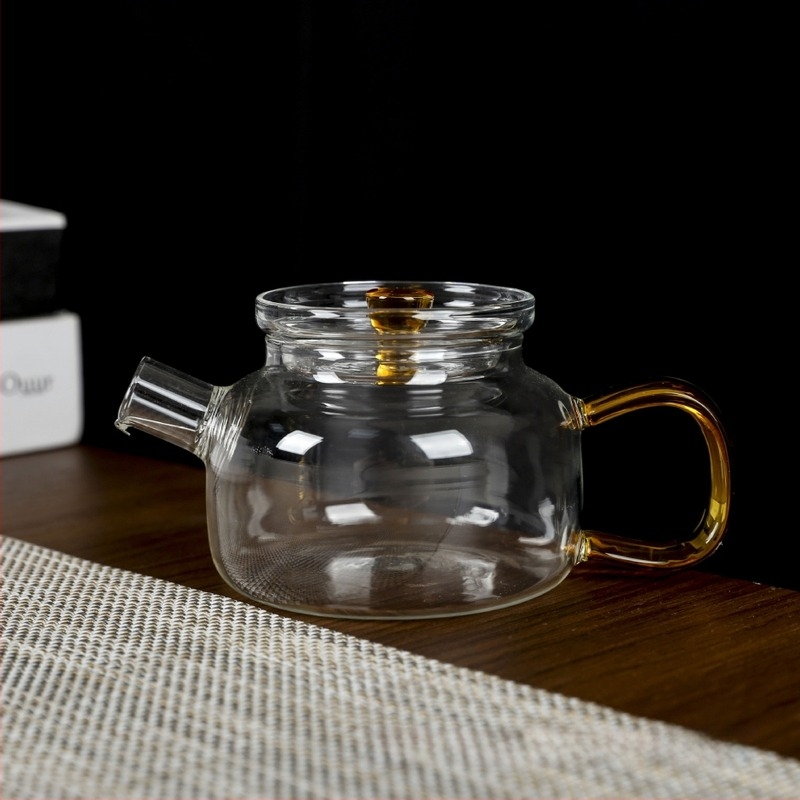 Ceainic din sticlă borosilicat de înaltă rezistență, cu filtru pentru ceai de flori și ceai verde, pentru uz casnic, compatibil cu plita ceramică electrică, compact