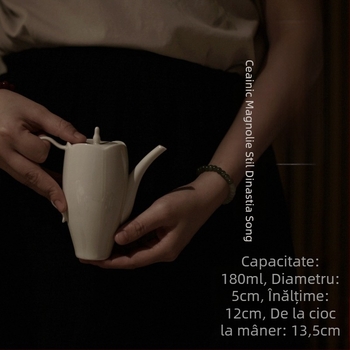 Ceainic ceramic Gongfu cu filtru, în stil intelectual din dinastia Song, nuanță gri-magnolie