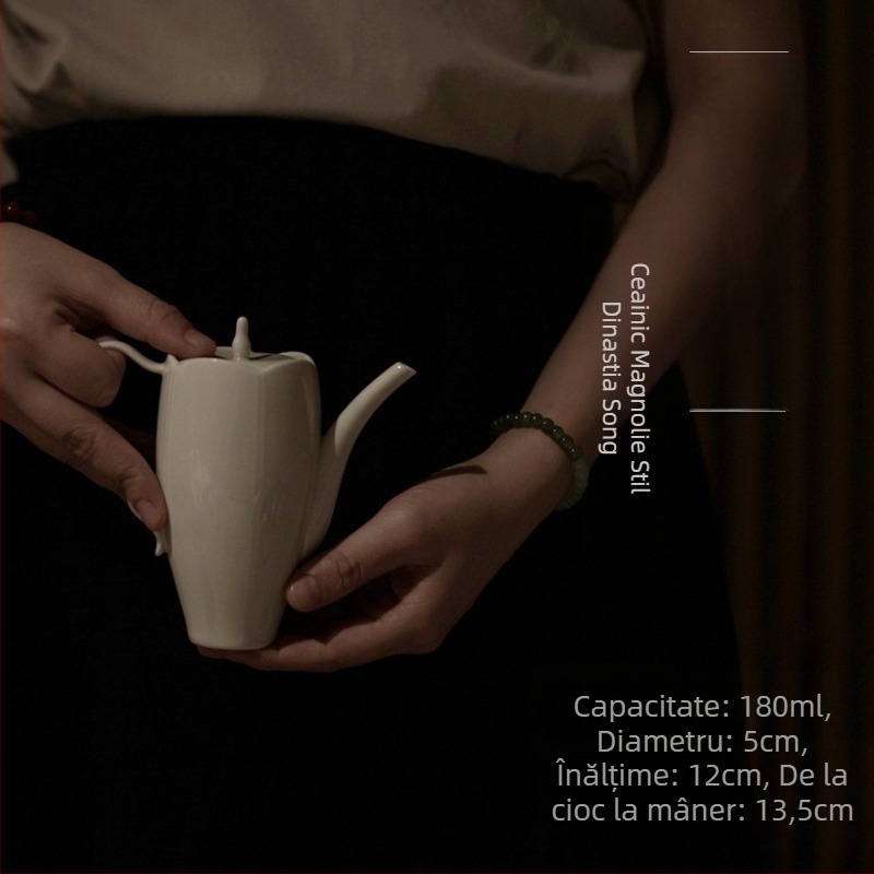 Ceainic ceramic Gongfu cu filtru, în stil intelectual din dinastia Song, nuanță gri-magnolie