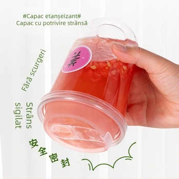 Pahar pentru ceai cu lapte, 480 ml, PET reutilizabil, cu etichetă decorativă
