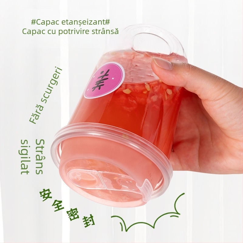 Pahar pentru ceai cu lapte, 480 ml, PET reutilizabil, cu etichetă decorativă