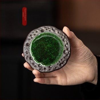 Suport ceramic pentru ceai, glazură verde, stil Zen, capac de gheață, accesoriu pentru setul Kung Fu