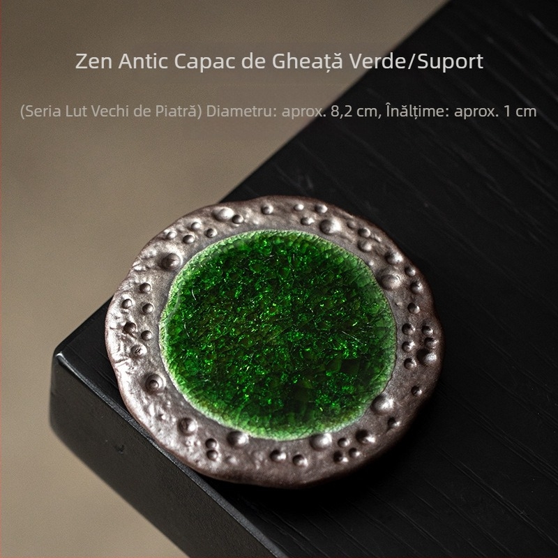 Suport ceramic pentru ceai, glazură verde, stil Zen, capac de gheață, accesoriu pentru setul Kung Fu
