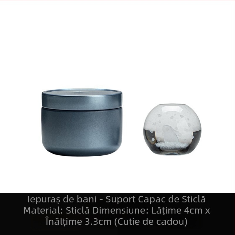 Set de accesorii pentru ceremonia ceaiului din sticlă rezistentă la căldură, cu capac decor Moon Rabbit și Fortune Rabbit