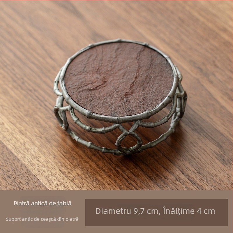 Suport vintage pentru capac de ceai, cu bază pentru cești