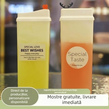 500ml PP cană creativă în formă de cărămidă pentru ceai cu lapte – recipient plastic de unică folosință pentru băuturi și sucuri