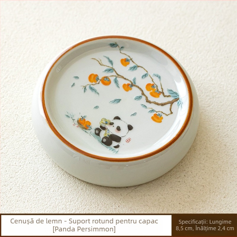 Suport ceramic pentru capac de ceainic cu panda – covoraș izolant pentru cești