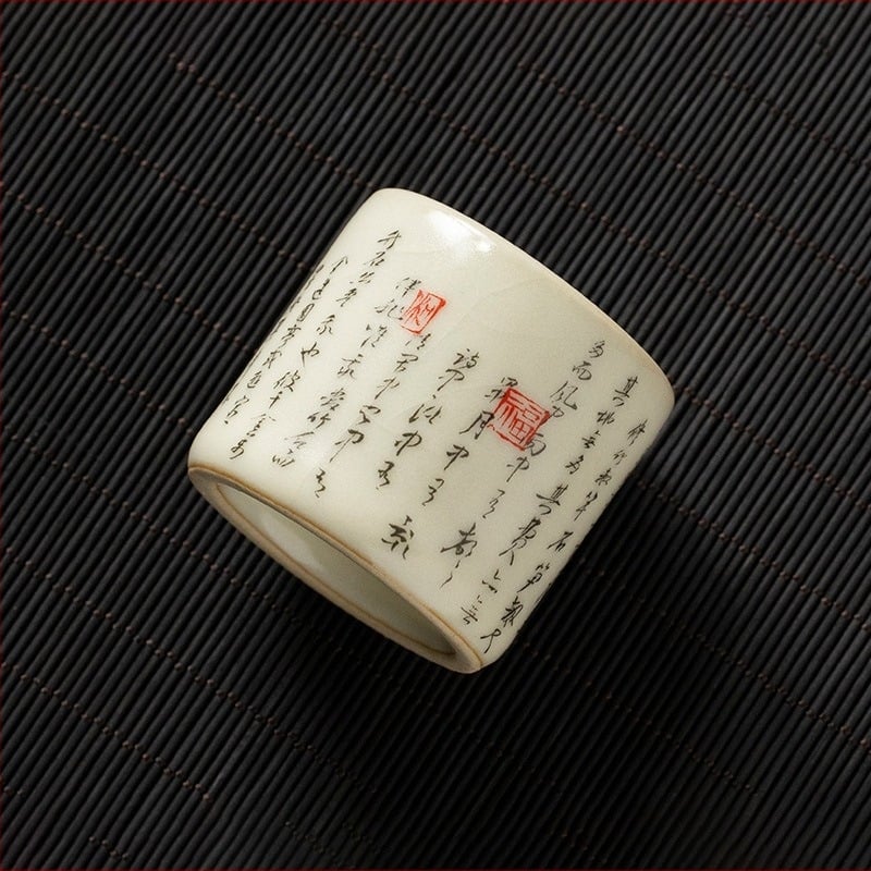 Suport pentru capac și suport de ceainic din lut Zisha, design cu bambus negru, stil retro, accesorii pentru ceremonia ceaiului Kung Fu