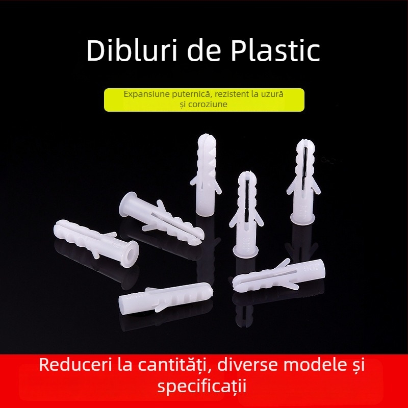 Tub de expansiune din plastic M6, diametru 6 mm, dop PE, șurub de expansiune în formă de pește