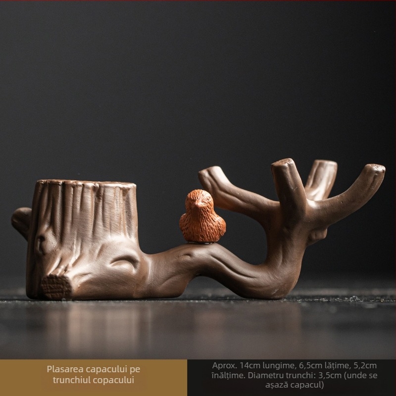 Suport pentru capac de ceainic din lut mov — decor ceramic pentru masă, bază pentru capac, bol, tavă pentru ceai, strecurător/filtru pentru ceai